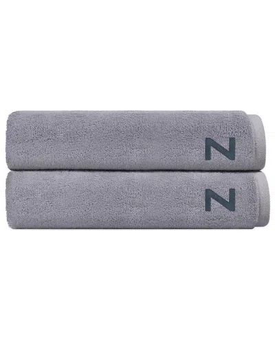Depera Home Set Of 2 Puresoft Monogrammed Turkish Bath Sheets In Gray