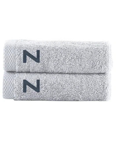 Brooks Brothers Set Of 2 Monogrammed Bath Towels In Gray