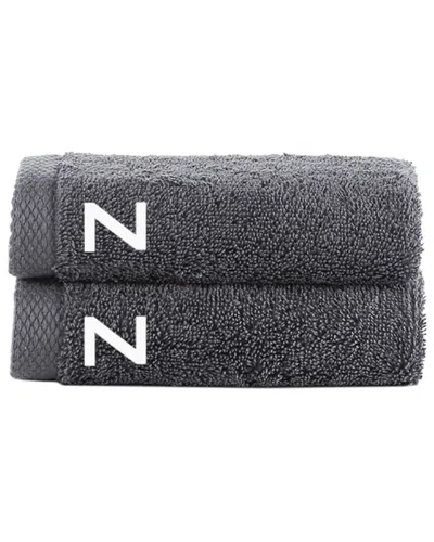 Brooks Brothers Set Of 2 Monogrammed Wash Towels In Gray