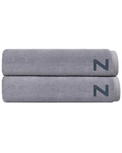 Depera Home Set Of 2 Puresoft Monogrammed Turkish Bath Sheets In Gray