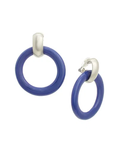 Kenneth Jay Lane Doorknocker Earrings In Blue