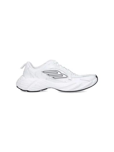 Balenciaga Monday White Low Top Sneakers With Logo Detail And Embossed Size On The Rear In Leather And Fabric M In White