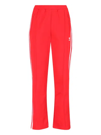 Adidas Originals Straight Trousers With Elastic Waistband And Side Stripes In Red