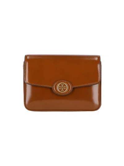 Tory Burch Shoulder Bag With Adjustable Strap And Smooth Finish In Brown