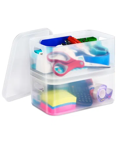 Sorbus Pack Of 2 Stackable Plastic Bins With Handles In Transparent