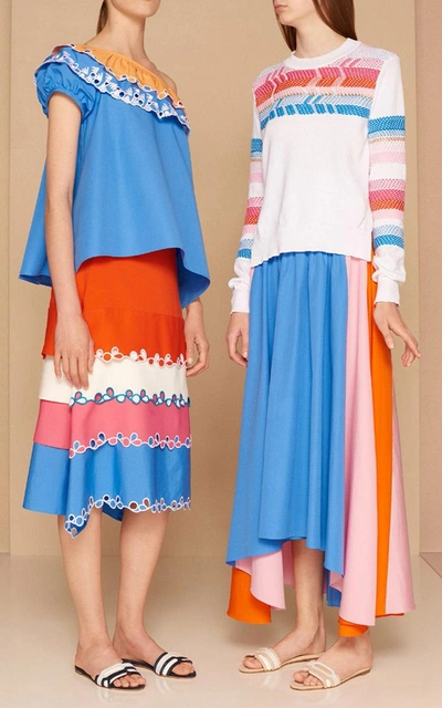 Shop Peter Pilotto Cotton Panel Skirt