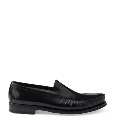 Prada Patent Leather Logo Loafers In Black