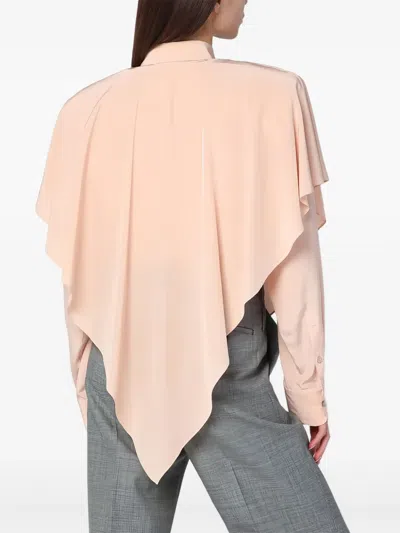 Stella Mccartney Ruffled Silk Long-sleeved Shirt In Pink