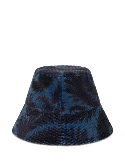 Etro Ribbed Bucket Hat Man Wide Brim In Blue