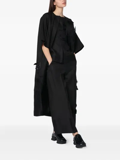 Mark Kenly Domino Tan Mkdt Studio Atelier Cova Black Coat In Silk And Wool In Black