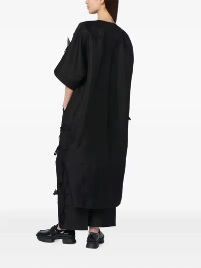 Mark Kenly Domino Tan Mkdt Studio Atelier Cova Black Coat In Silk And Wool In Black