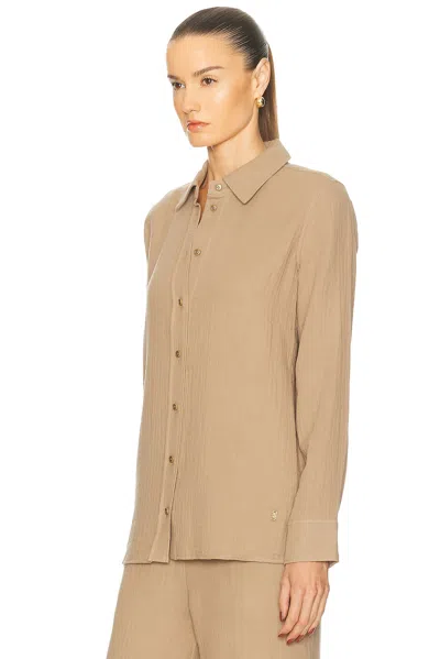 Éterne Constance Button Up Top In Taupe In Brown