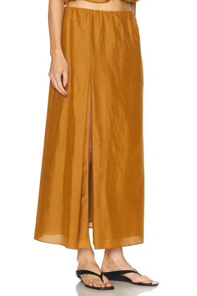 Loulou De Saison Carmen Split-front Midi Skirt In Brown