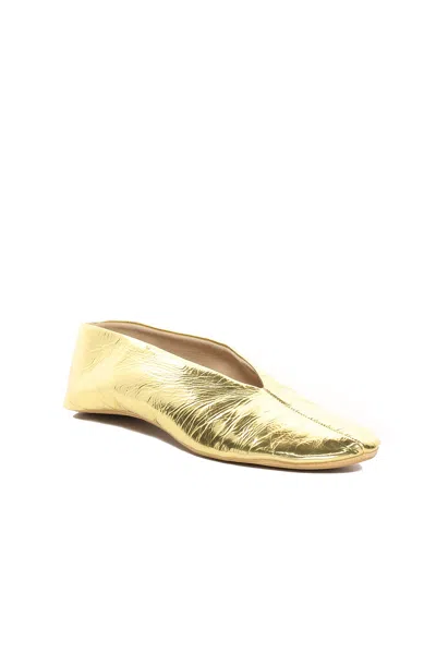 The Row Stella Metallic Crinkled-leather Ballet Flats In Gold