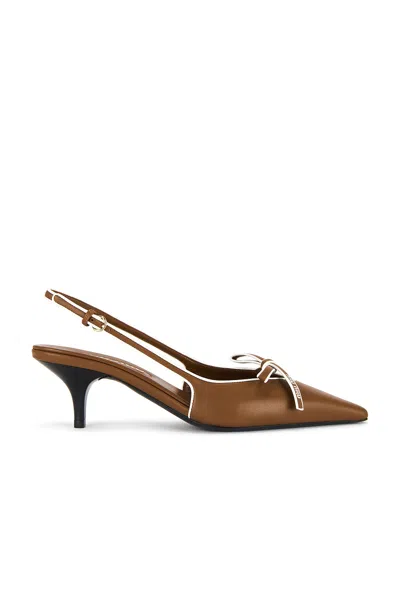 Miu Miu Bow Slingback Kitten Heel Pump In Brown