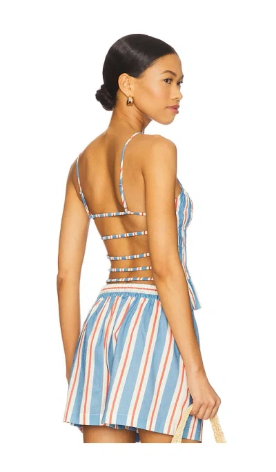 Solid & Striped The Delta Strappy Linen Blend Camisole In Blue