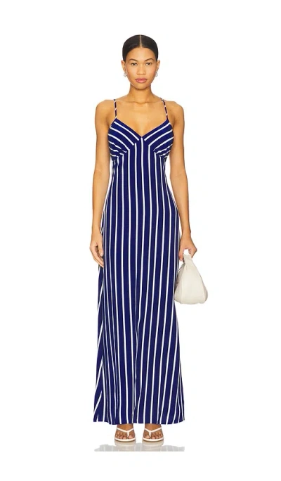 Solid & Striped Rosetta Maxi Dress In Color Block Blue