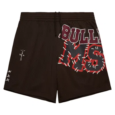 Pre-owned Cactus Jack By Travis Scott X Mitchell & Ness Mississippi State University Shorts 'brown'