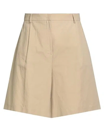 Weekend Max Mara Beige Bermuda Shorts In Cotton And Linen In Brown