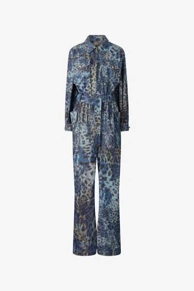 Roberto Cavalli Jumpsuit With Leopard Print In Multi