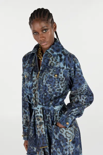 Roberto Cavalli Jumpsuit With Leopard Print In Multi