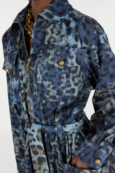 Roberto Cavalli Jumpsuit With Leopard Print In Multi