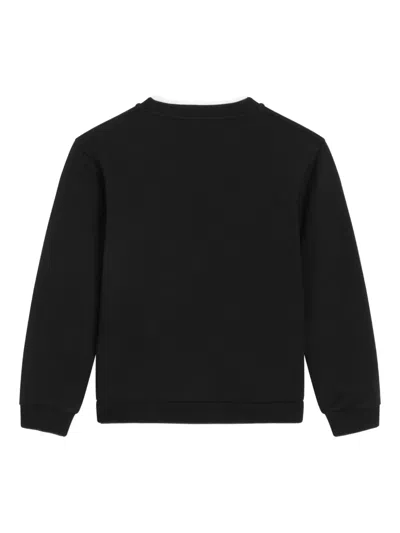 Dolce & Gabbana Crew Neck Fleece Sweatshirt With Dolce&gabbana Embroidery In Black