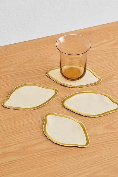 Bed Threads French Flax Linen Les Fruits Coasters In Citron At Urban Outfitters In Gold