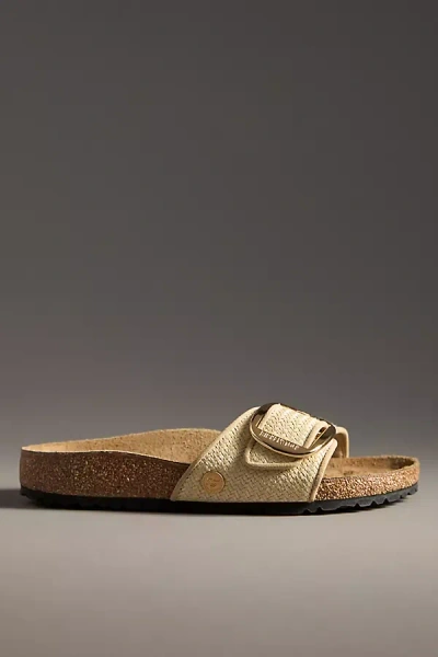 Birkenstock Madrid Big Buckle Raffia Slipper In Neutral