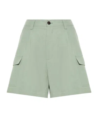 Woolrich Breathable Linen Viscose Shorts For Warm Weather In Green