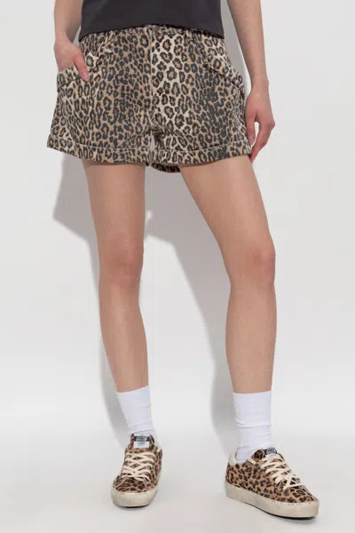 R13 Leopard Print Pouch Pocket Shorts In Brown