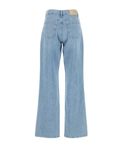 7 For All Mankind Tess High Waisted Linen Blend Jeans In Blue