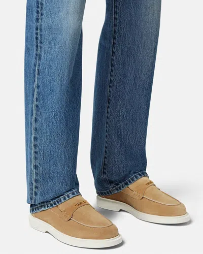 Versace Giuliano Biscuit-colored Suede Loafers In Multi