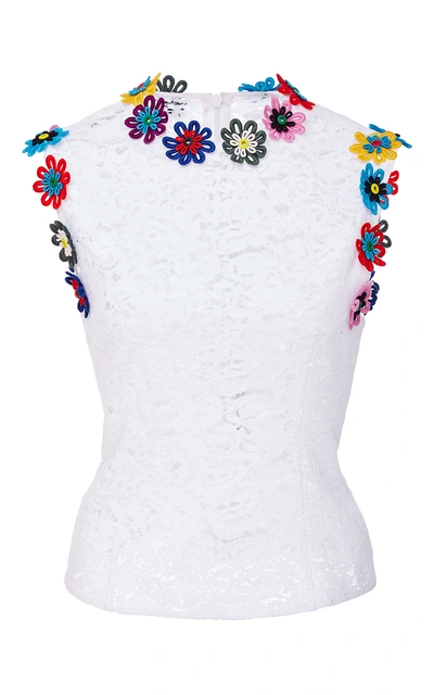 Mary Katrantzou Lace Top With Flowers In White