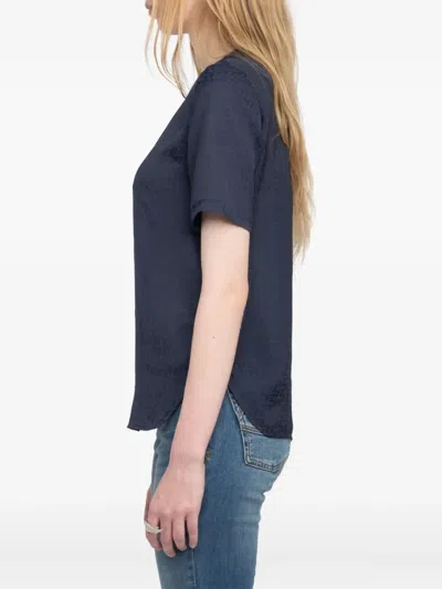 Zadig & Voltaire Womens Encre Terzo Monogram-print Woven Top Xs In Blue