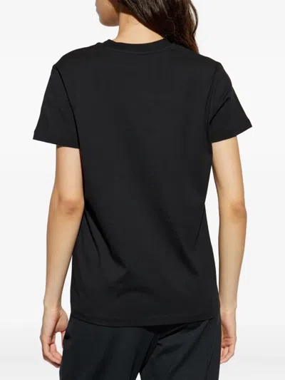 Moncler Embroidered Logo Cotton T-shirt In Black