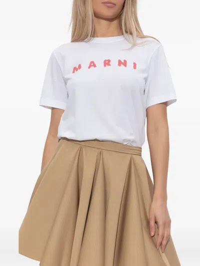 Marni Crew Neck Short Sleeves Top In White