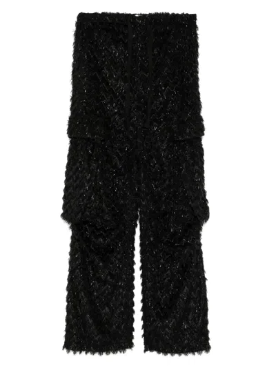 Masu Fluffy Cargo Pants In Black
