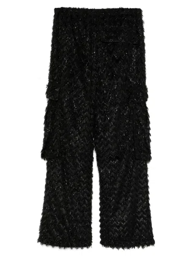 Masu Fluffy Cargo Pants In Black