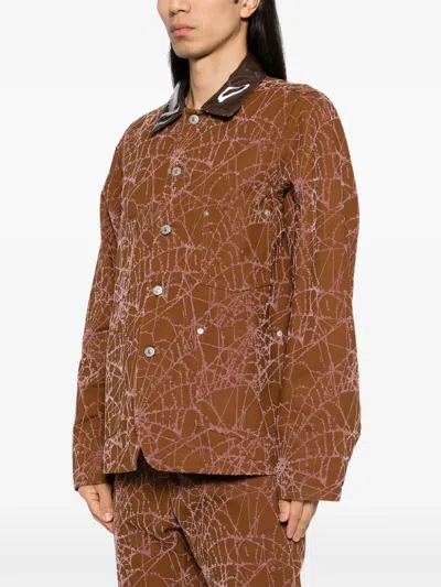 Masu Flocky-web Jacket In Brown