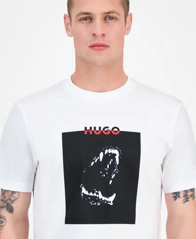 Hugo Boss Hugo Doberman Print T Shirt White In White