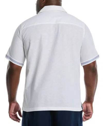 Cubavera Men's Big & Tall Classic-fit Leaf Embroidered Panel Linen Blend Button-down Camp Shirt