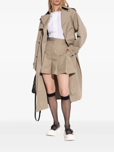 Alexander Mcqueen Alexander Mc Queen Beige Cotton Trench Coat In Nude