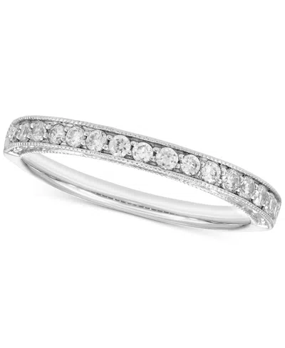 Macy's Diamond Milgrain Bead Band (1/4 Ct. T.w.) In 14k White Gold In Metallic