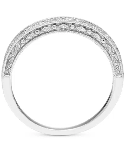 Macy's Diamond Milgrain Bead Band (1/4 Ct. T.w.) In 14k White Gold In Metallic
