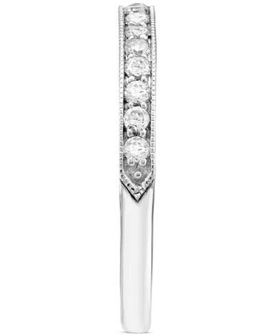 Macy's Diamond Milgrain Bead Band (1/4 Ct. T.w.) In 14k White Gold In Metallic