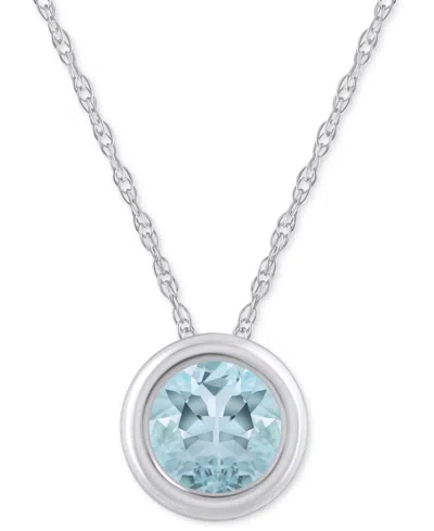 Macy's Gemstone Round 18" Pendant Necklace In 10k Yellow Gold (also In 10k White Gold) In Metallic