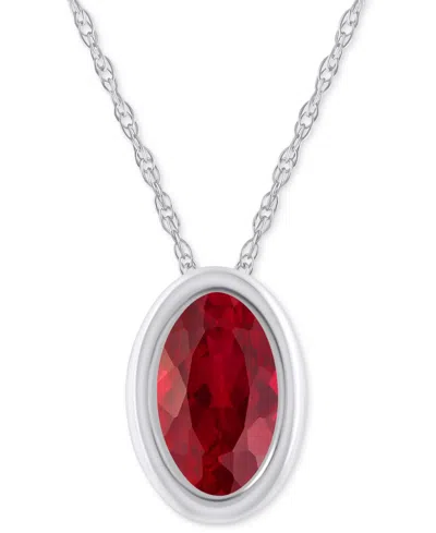 Macy's Pink Topaz Oval Solitaire 18" Pendant Necklace In 10k Gold (also In Additional Gemstones)