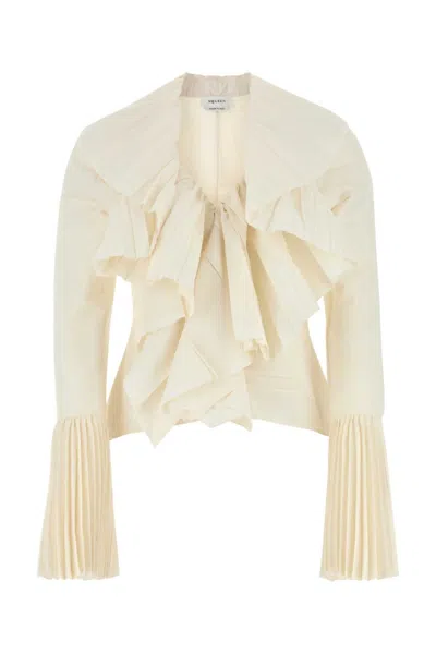 Alexander Mcqueen Ivory Pleated Blouse