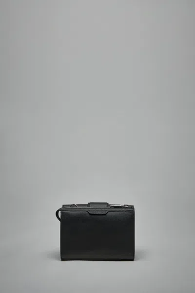 Fendi Double Baguette Grained Leather Messenger Bag In Black